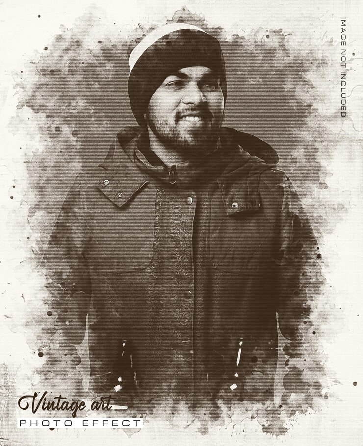 PSD efectos fotográficos de pintura de acuarela vintage