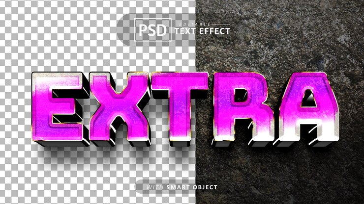 PSD efectos de fuente 3d editables de texto adicional