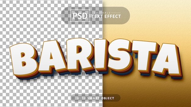 Efectos de fuente 3d editables de texto barista