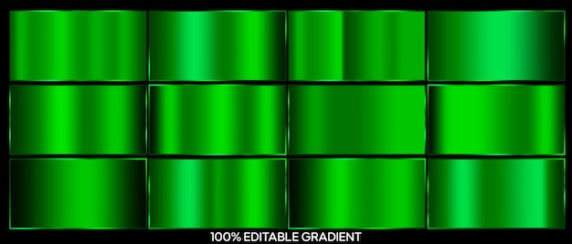 Efectos de gradiente metálico conjunto de gradientes metálicos verdes gradiente psd estandarte metálico para textos