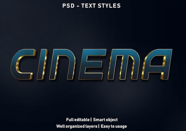 efectos de texto de cine estilo editable psd