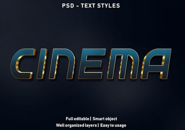 PSD efectos de texto de cine estilo editable psd