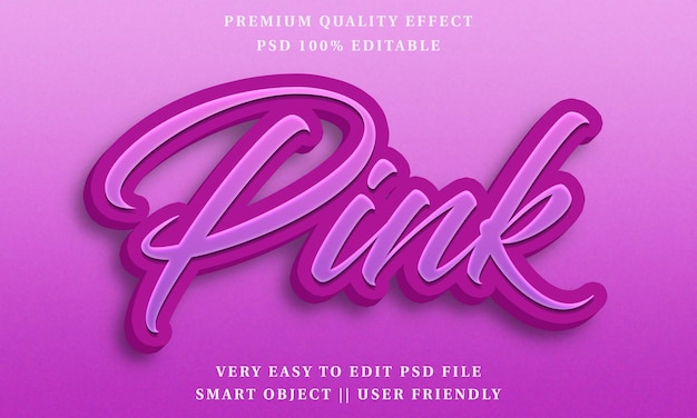 Efectos de texto editables en 3D rosa