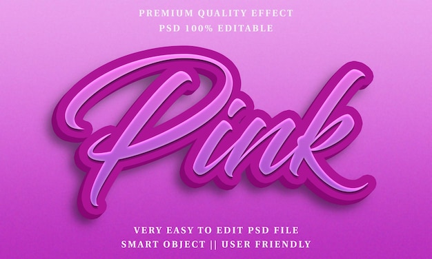 PSD efectos de texto editables en 3d rosa