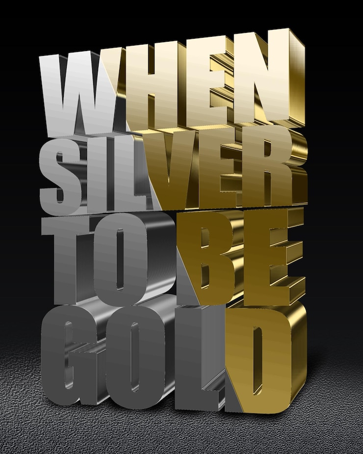 PSD efectos de texto editables de oro plateado