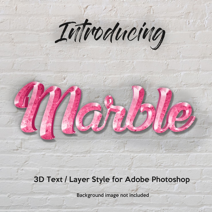 PSD efectos de texto de estilo de capa de photoshop con textura de granito de mármol 3d