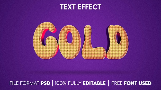 Efectos de texto de oro editables