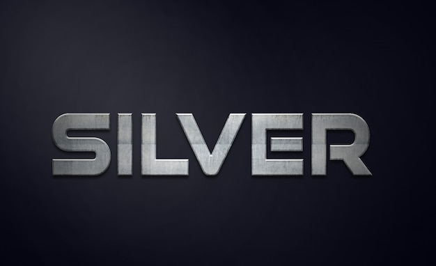 efectos de texto de plata estilo editable psd