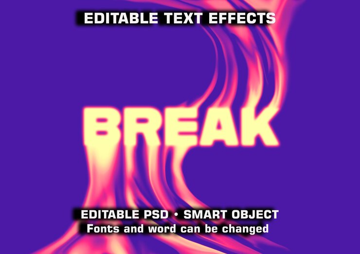 PSD efectos de texto psd editables con objetos inteligentes
