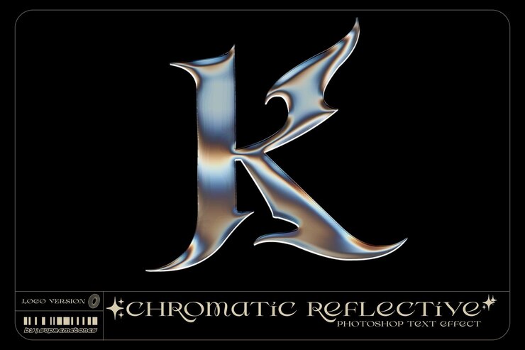 PSD efectos de texto reflectantes de cromo 3d logos optimizados