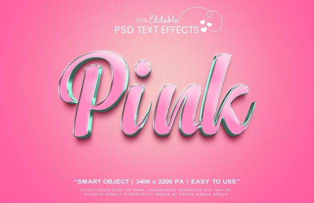 Efectos de texto rosa con fondo rosa.