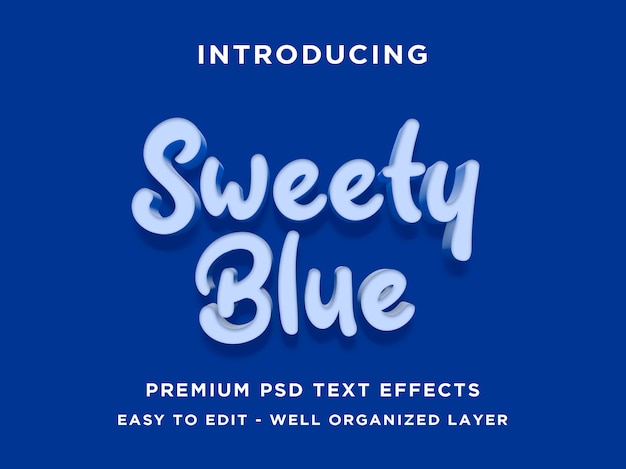 PSD efectos de texto sweety blue