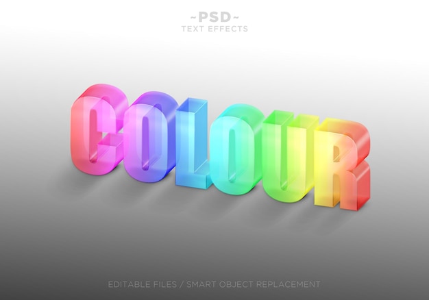 PSD efectos de texto de vidrio de color