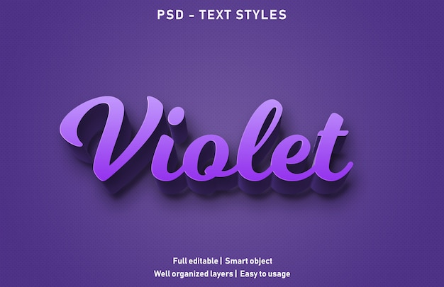 efectos de texto violeta estilo editable psd