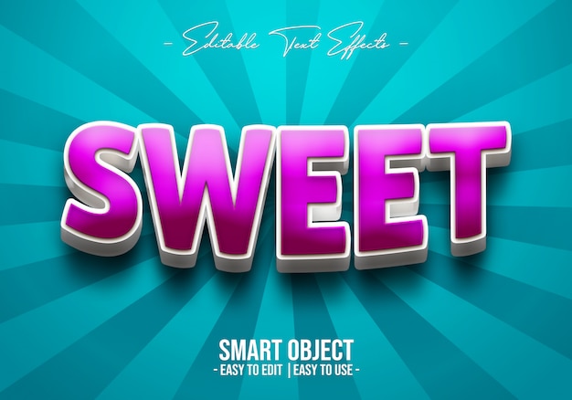 Efeito 3D de estilo de texto doce