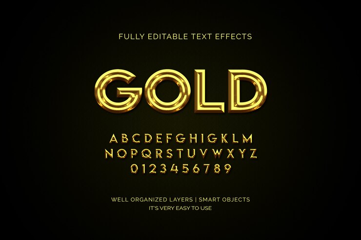 PSD efeito de camada de texto dourado de luxo