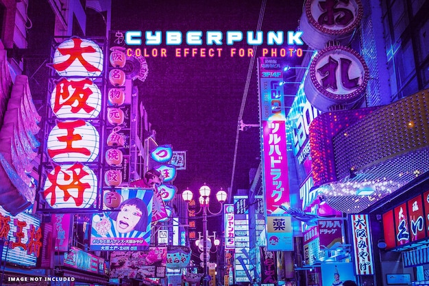 PSD efeito de cor cyberpunk para foto