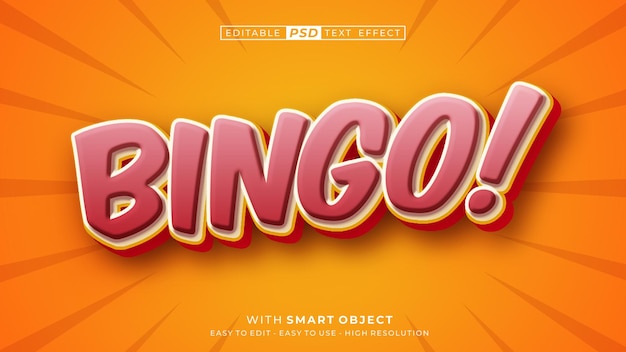 Efeito de estilo 3d de texto de bingo