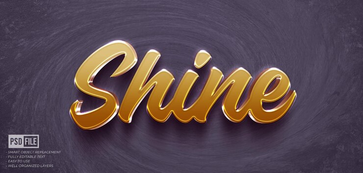 PSD efeito de estilo 3d editável de texto brilhante brilhante