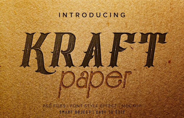 Efeito de estilo de fonte de papel Kraft
