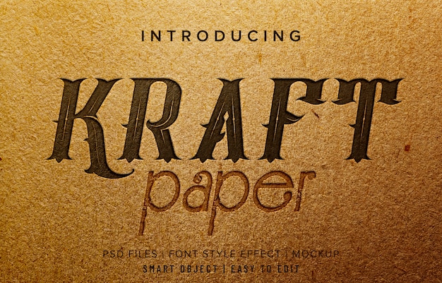 PSD efeito de estilo de fonte de papel kraft