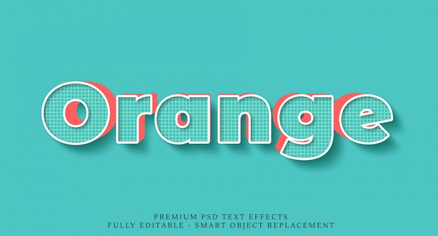 Efeito de estilo de texto 3d azul e laranja psd