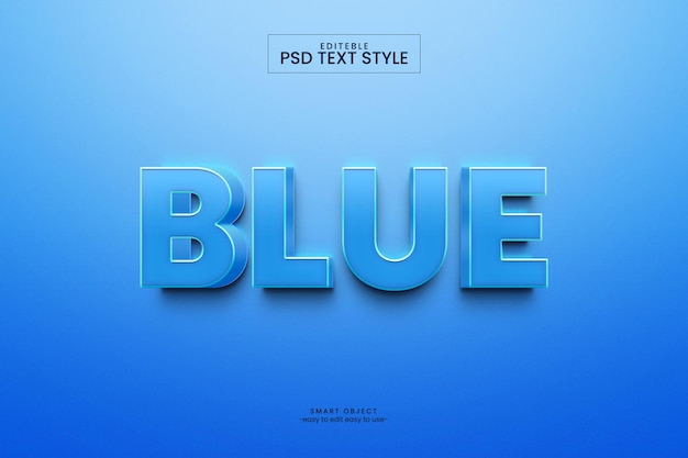 PSD efeito de estilo de texto 3d azul