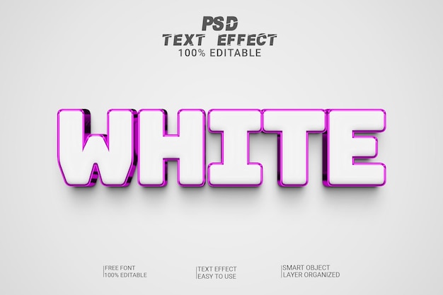 Efeito de estilo de texto 3d branco