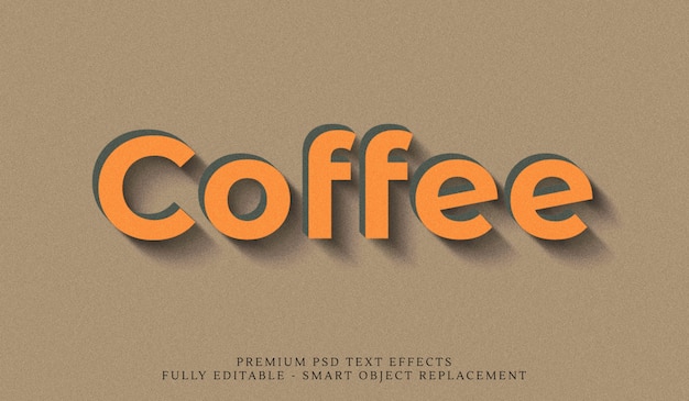 Efeito de estilo de texto 3d café psd