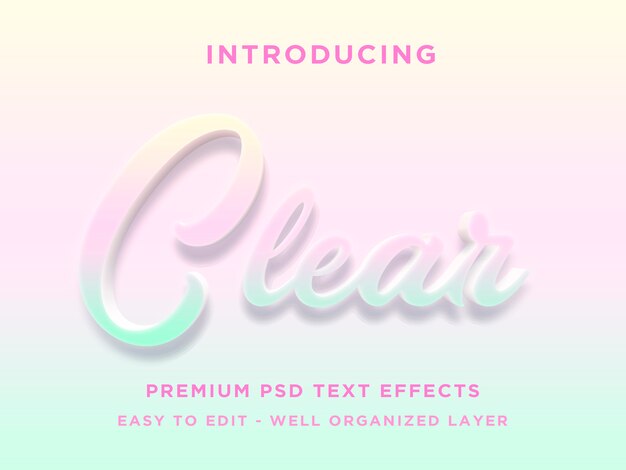 Efeito de estilo de texto 3d claro PSD Premium