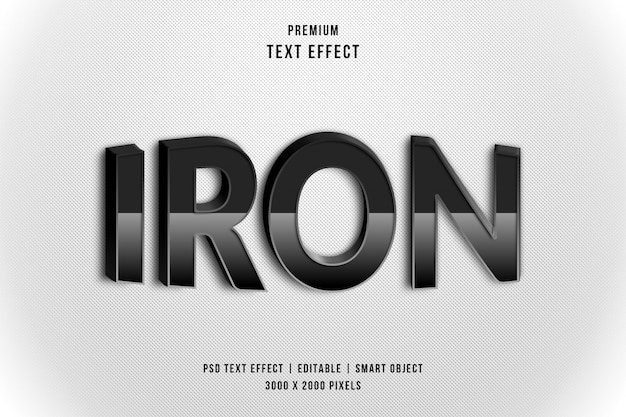 Efeito de estilo de texto 3d de ferro