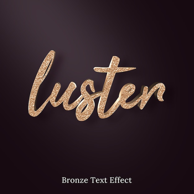 Efeito de estilo de texto 3d de luxo brilho bronze