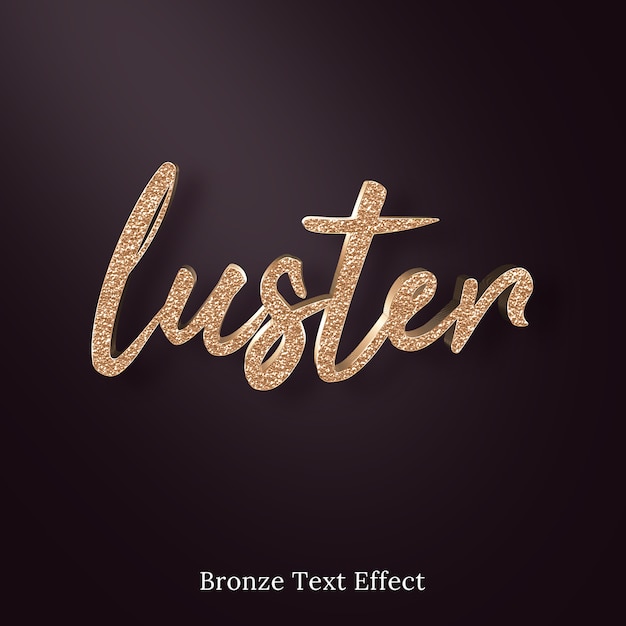 PSD efeito de estilo de texto 3d de luxo brilho bronze