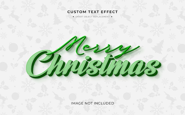 Efeito de estilo de texto 3d de Natal verde