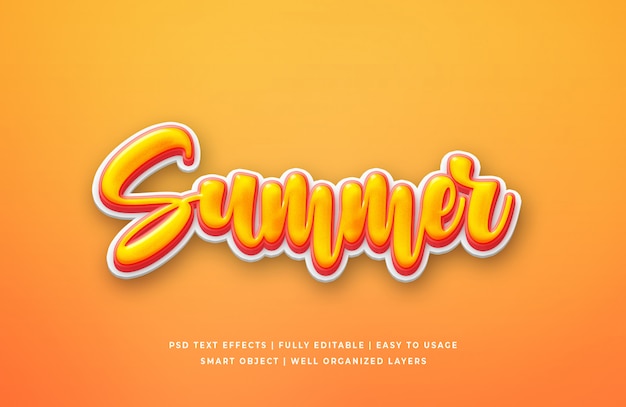 Efeito de estilo de texto 3d de verão