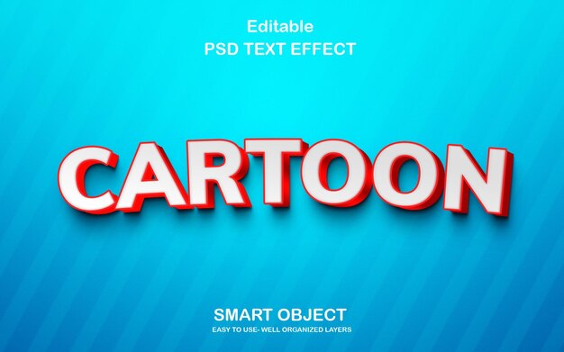 Efeito de estilo de texto 3d dos desenhos animados premium