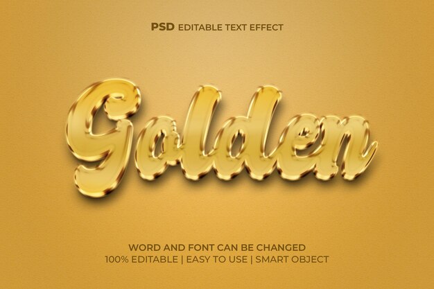 Efeito de estilo de texto 3d dourado