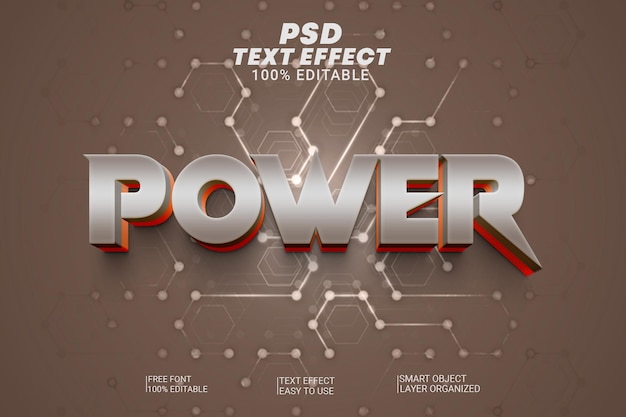 PSD efeito de estilo de texto 3d editável psd power