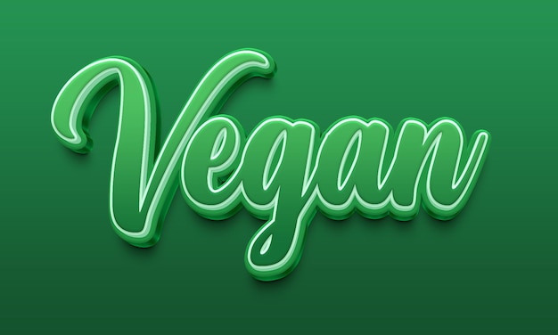 Efeito de estilo de texto 3d vegano, alfabeto de fonte verde