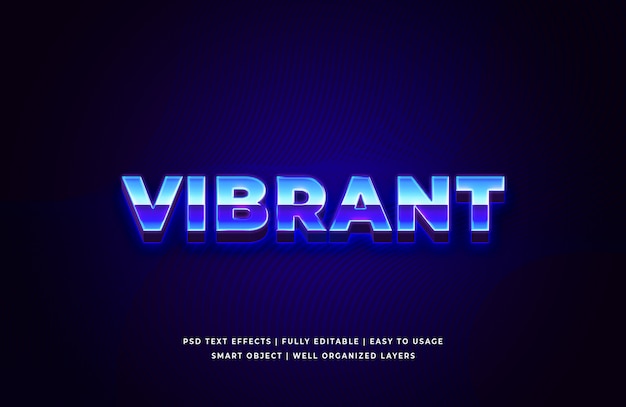 Efeito de estilo de texto 3d vibrante Psd Premium