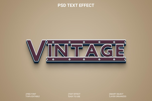 PSD efeito de estilo de texto 3d vintage psd