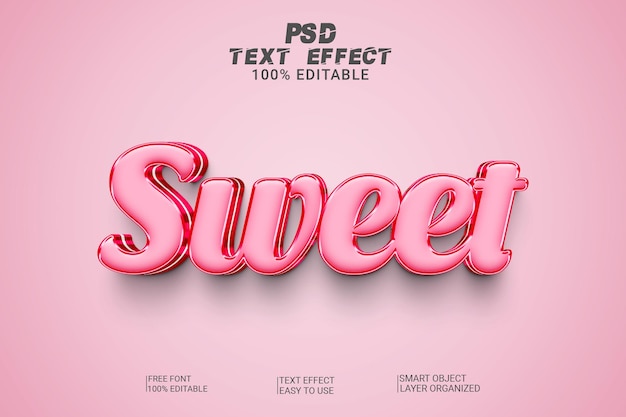 Efeito de estilo de texto criativo PSD doce