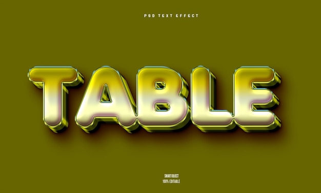 efeito de estilo de texto da tabela psd