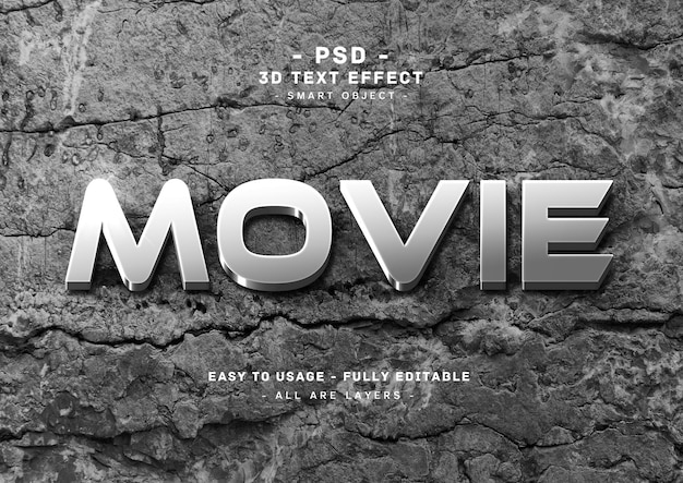 Efeito de estilo de texto de filme 3d