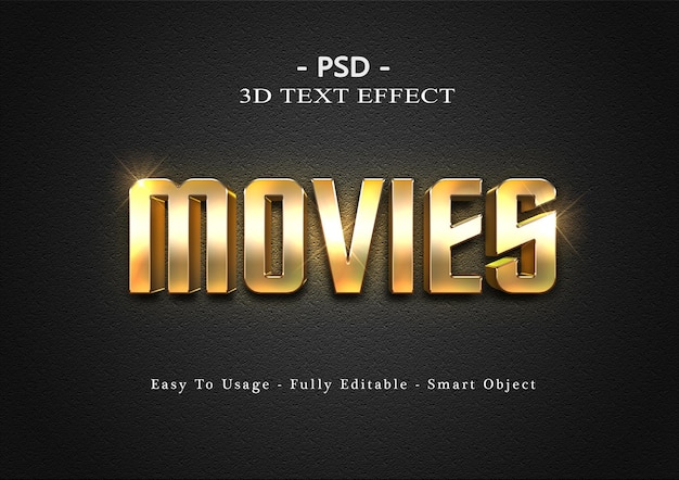 Efeito de estilo de texto de filmes 3D