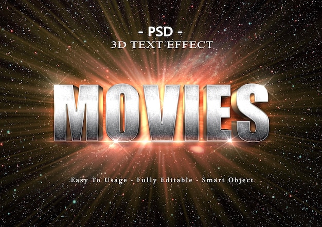 Efeito de estilo de texto de filmes 3d