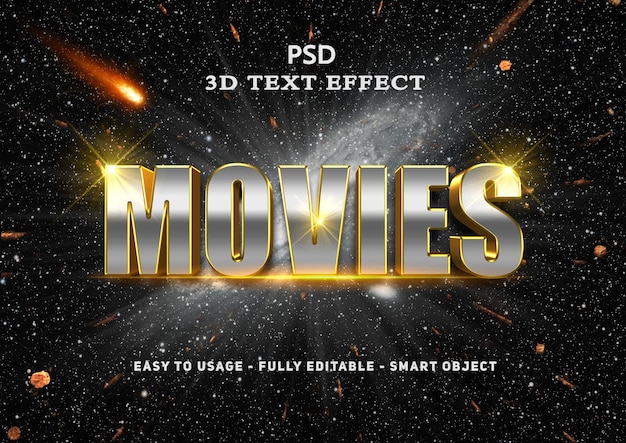 Efeito de estilo de texto de filmes 3d