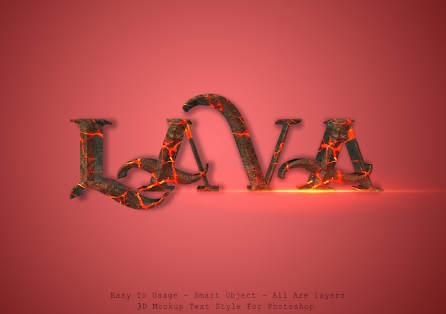 PSD efeito de estilo de texto de lava 3d