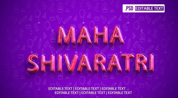 PSD efeito de estilo de texto de maha shivaratri