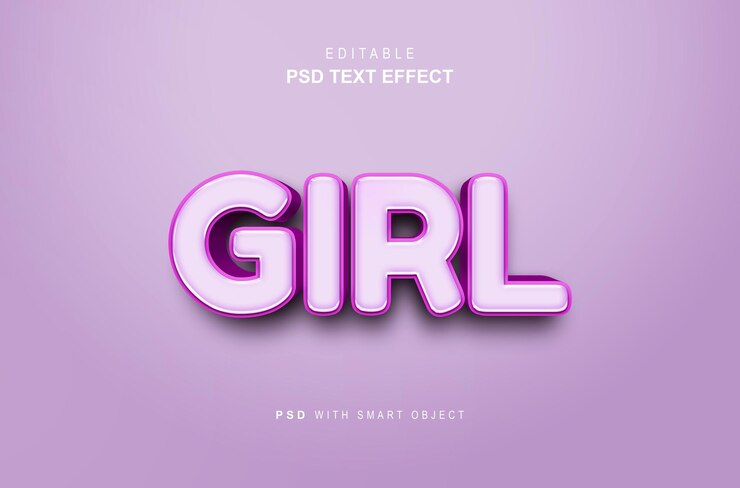 PSD efeito de estilo de texto de menina editável